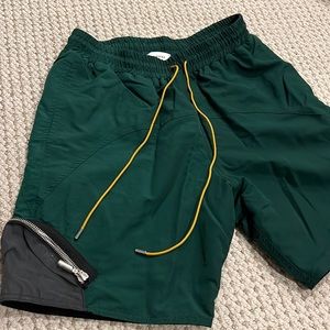 Rhude Forest Green Drawstring Side Pocket Shorts